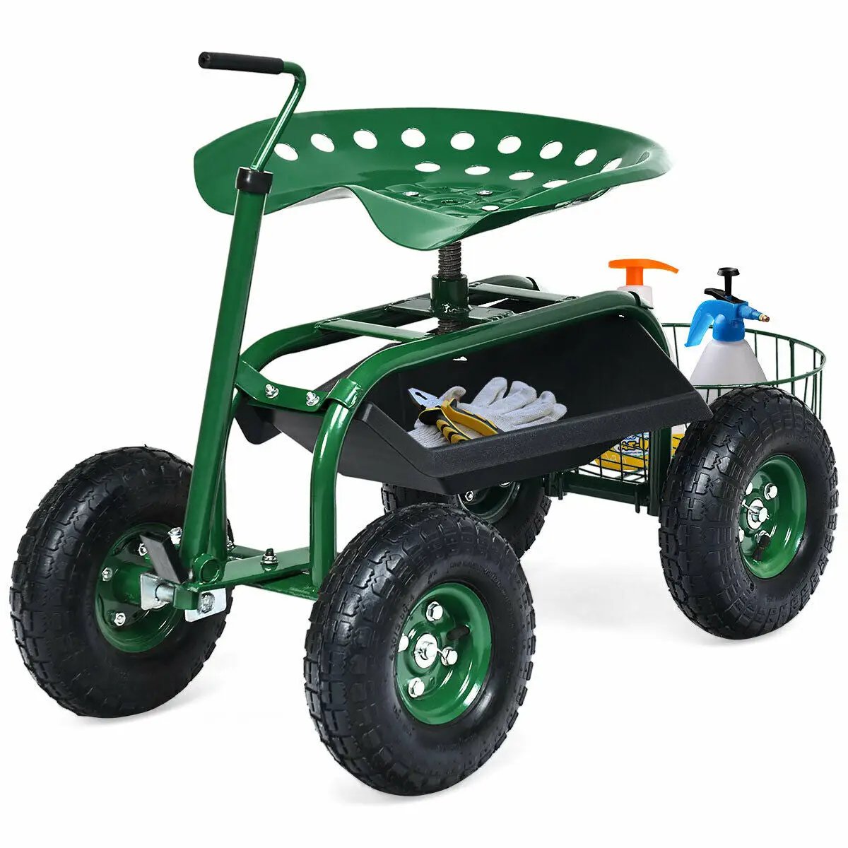Extendable Handle Garden Cart Rolling Wagon Scooter, photo 4 of 10