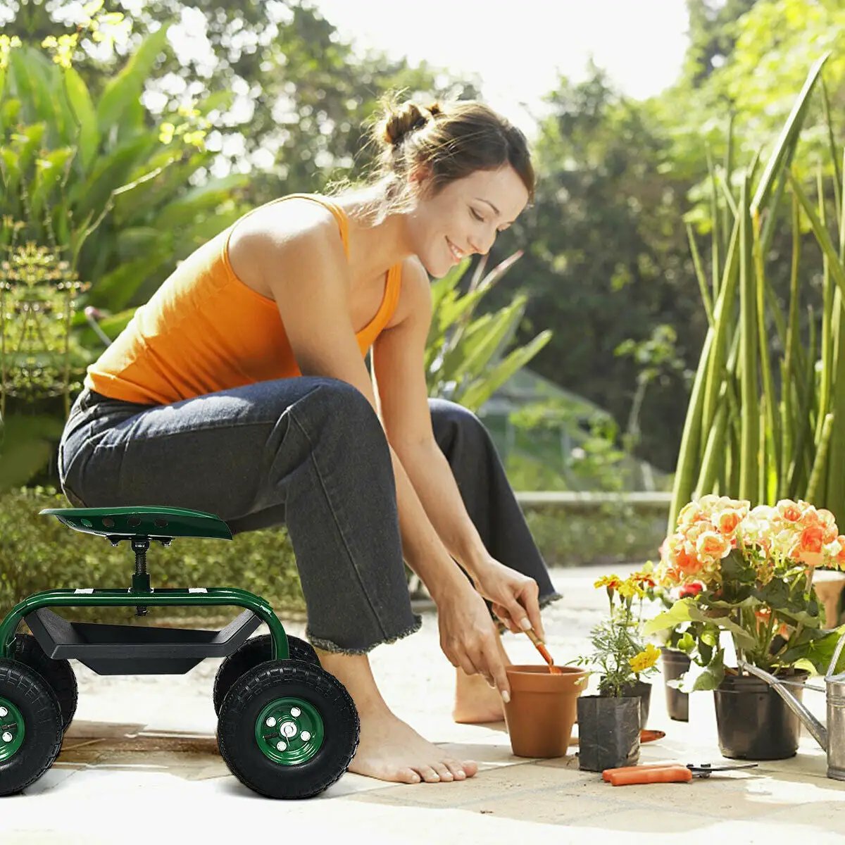 Heavy Duty Garden Cart with Tool Tray and 360 Swivel Seat, photo 2 of 10