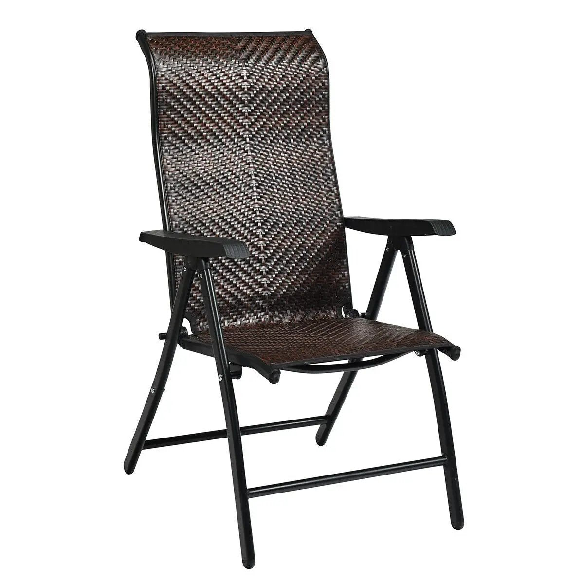 Patio Rattan Folding Chair with Armrest by DirectDeals