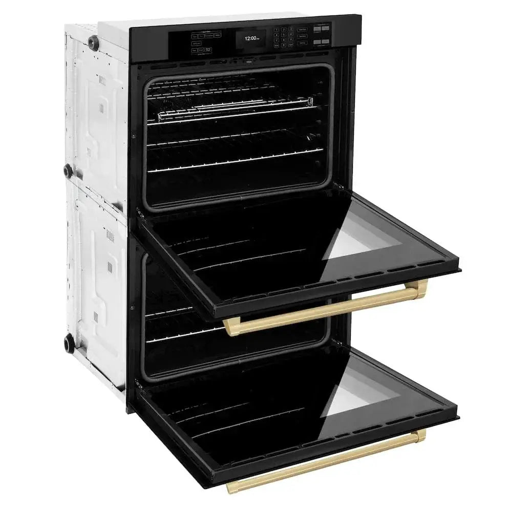 ZLINE 30"Professional True Convection Double Wall Oven, Air Fry, Self Clean Black Stainless Steel, Champagne Bronze WADBZ-30-CB by Farmhouse Kitchen and Bath