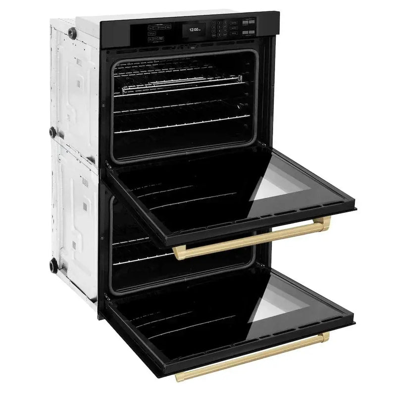 ZLINE 30"Professional True Convection Double Wall Oven, Air Fry, Self Clean Black Stainless Steel, Champagne Bronze WADBZ-30-CB by Farmhouse Kitchen and Bath