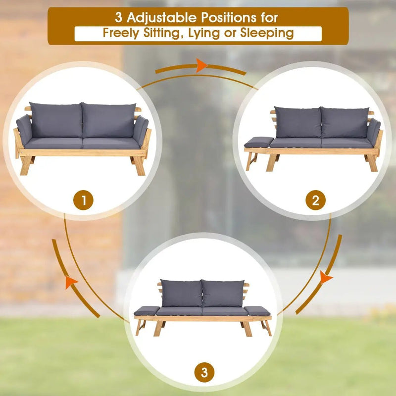 Adjustable Patio Convertible Sofa with Thick Cushion by DirectDeals