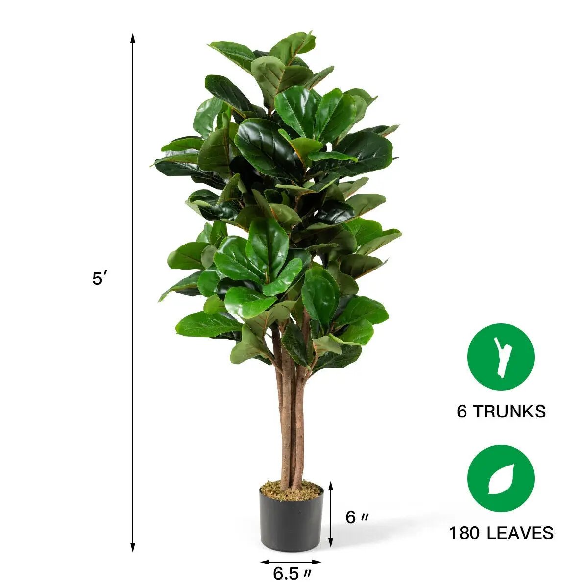 5 Feet Artificial Fiddle Leaf Fig Tree Decorative Planter by DirectDeals
