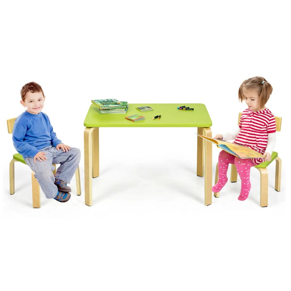 3 Piece Kids Wooden Activity Table and 2 Chairs Set by DirectDeals