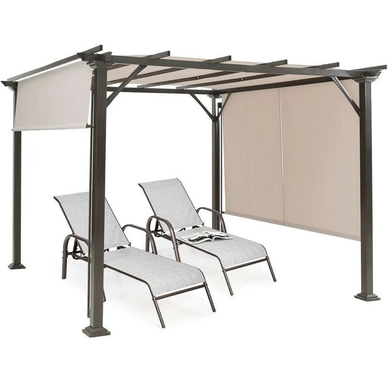 10 x 10 Feet Metal Frame Patio Furniture Shelter-Beige by DirectDeals