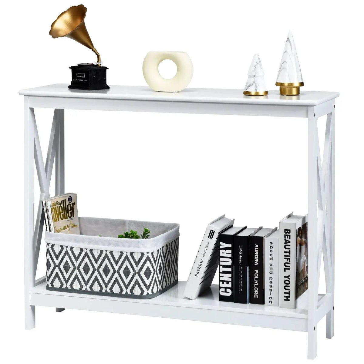 2-Tier Console X-Design Sofa Side Accent Table, photo 4 of 11