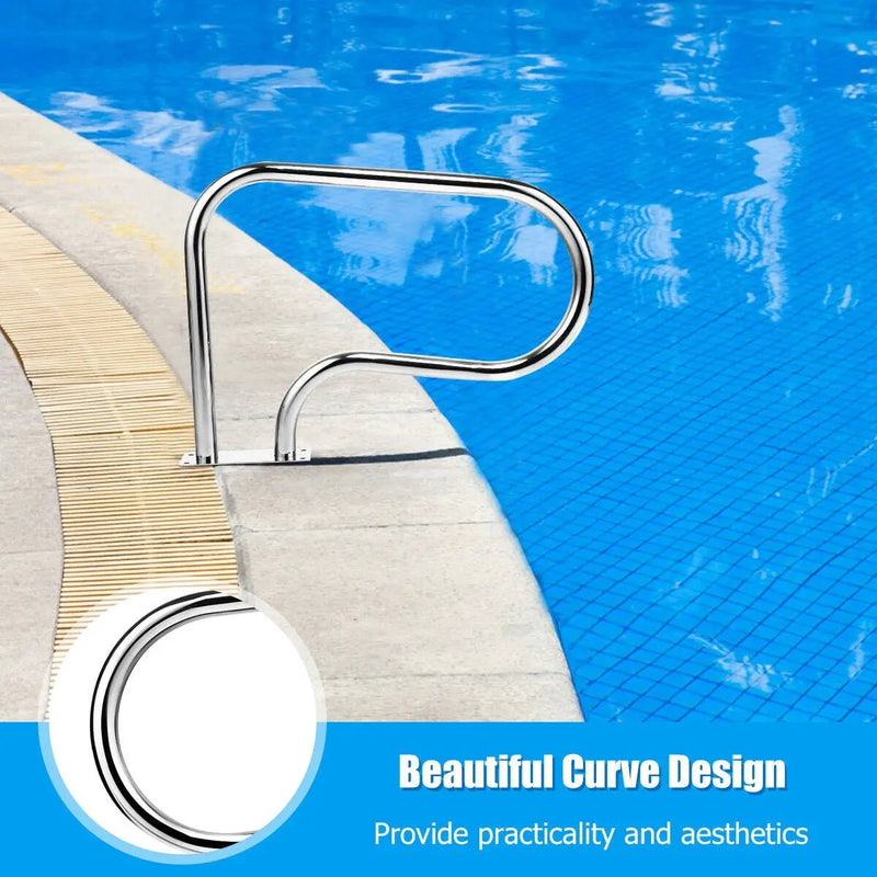 Stainless Steel Swimming Pool Hand Rail with Base Plate by DirectDeals