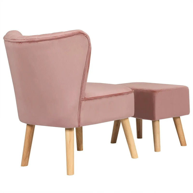 Modern Accent Chair Ottoman Set with Footstool by DirectDeals