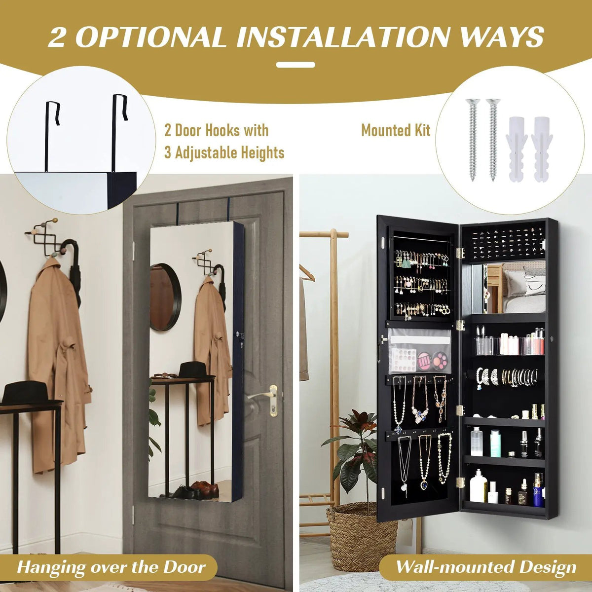 Lockable Storage Jewelry Cabinet with Frameless Mirror, photo 7 of 16