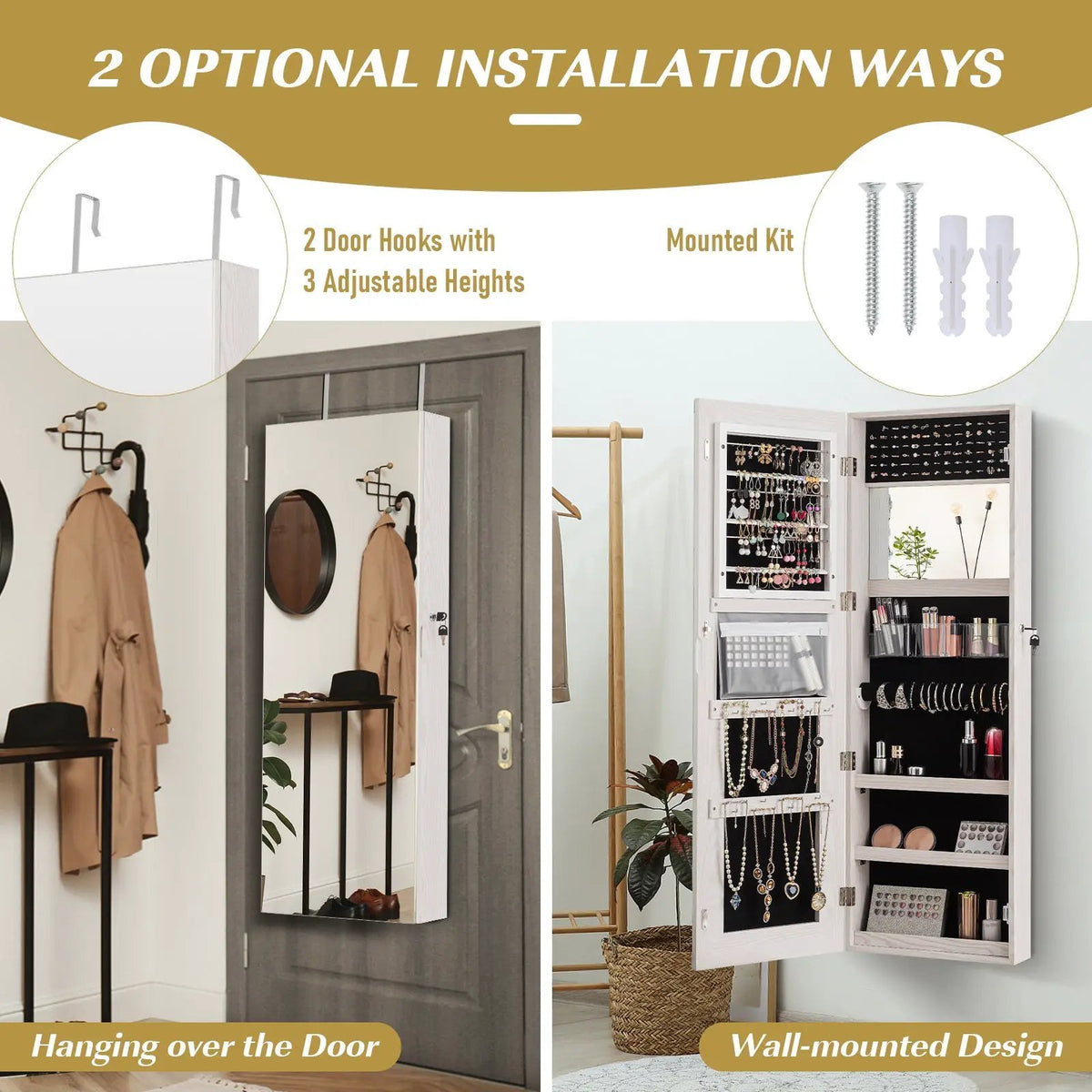 Lockable Storage Jewelry Cabinet with Frameless Mirror, photo 8 of 16