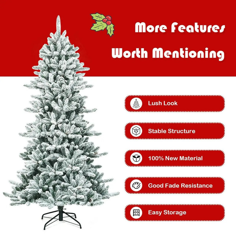 7 Feet Snow Flocked Slim Artificial Christmas Fir Tree by DirectDeals