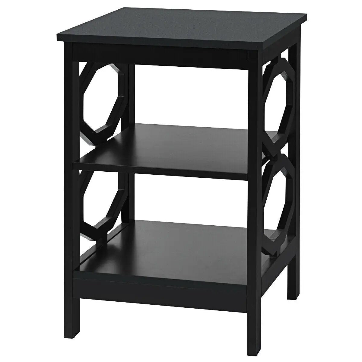 3-tier Nightstand Sofa Side End Accent Table-Black, photo 9 of 11