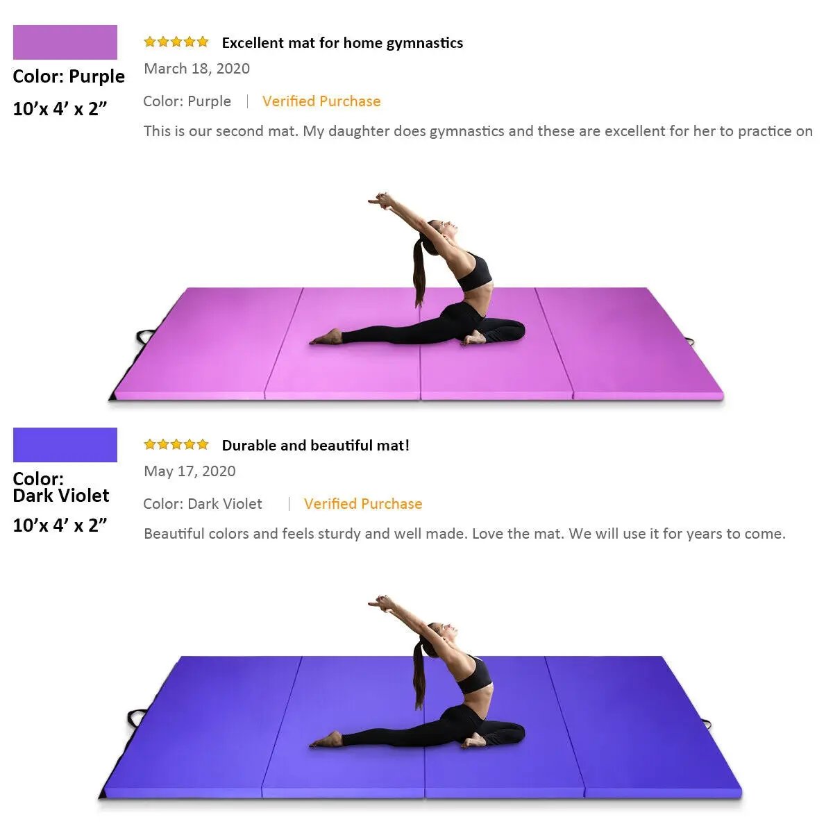 4 Feet x 10 Feet x 2 Inch Folding Gymnastics Tumbling Gym Mat, photo 13 of 24