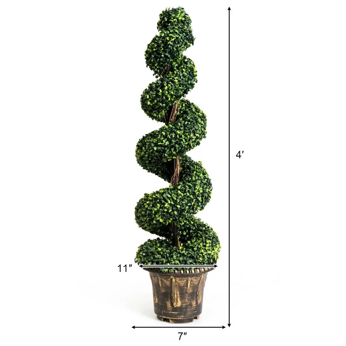 4 Feet Artificial Boxwood Spiral Green Leaves Tree by DirectDeals
