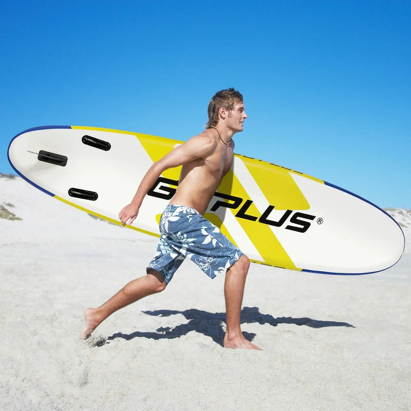 10 Feet Inflatable Stand Up Paddle Board 6 Inches Thick with Backpack Leash Aluminum Paddle by DirectDeals