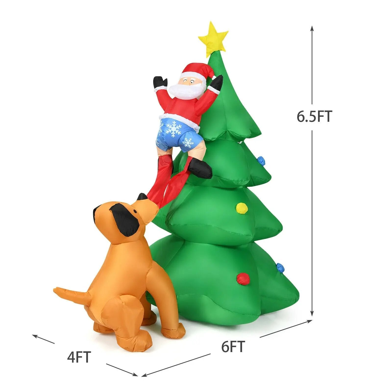 6.5 Feet Outdoor Inflatable Christmas Tree Santa Decor with LED Lights by DirectDeals