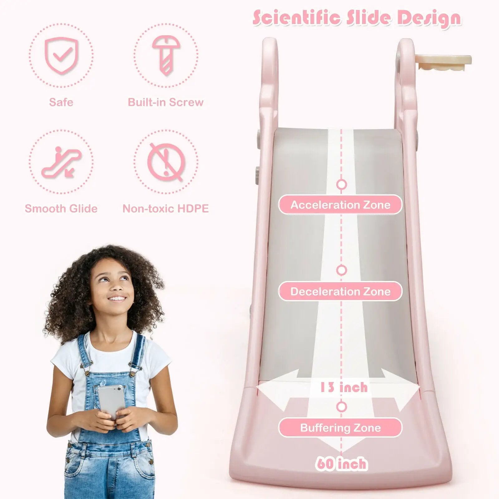 3-in-1 Kids Climber Slide Play Set with Basketball Hoop and Ball by DirectDeals