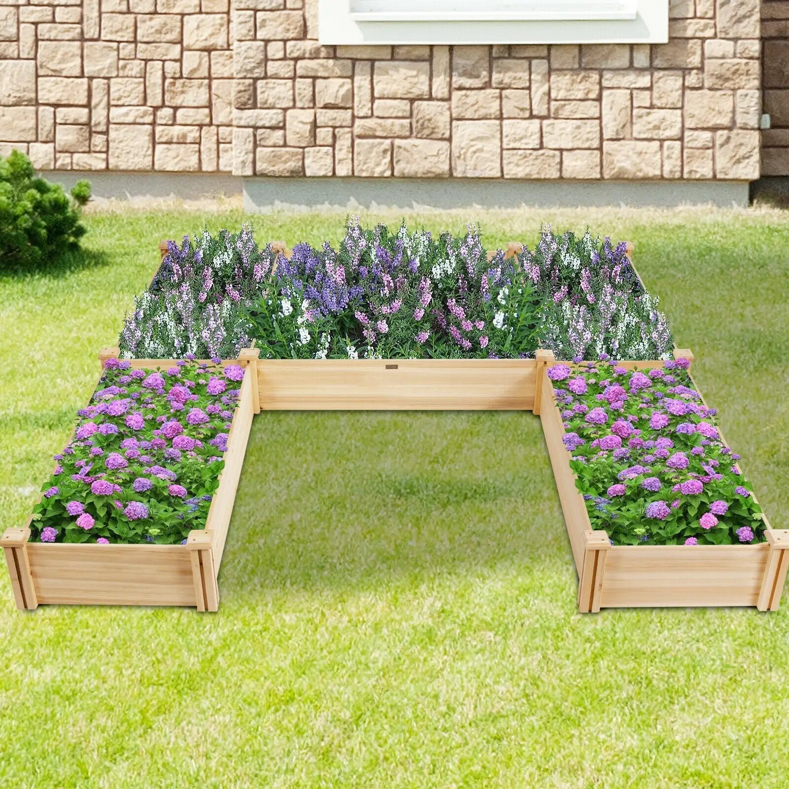 U-Shaped Wooden Garden Raised Bed for Backyard and Patio by DirectDeals