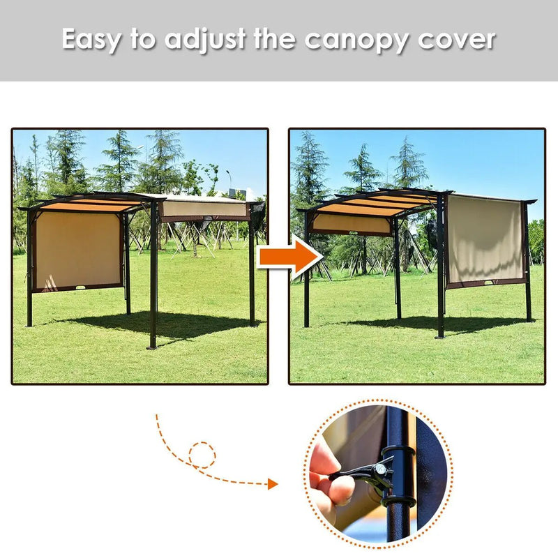12 x 9 Feet Outdoor Pergola Gazebo with Retractable Canopy Shades by DirectDeals