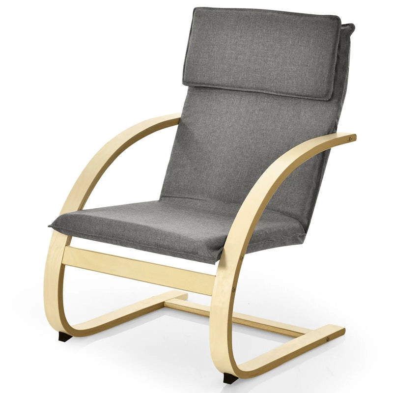 Modern Fabric Upholstered Bentwood Lounge Chair-Gray by DirectDeals