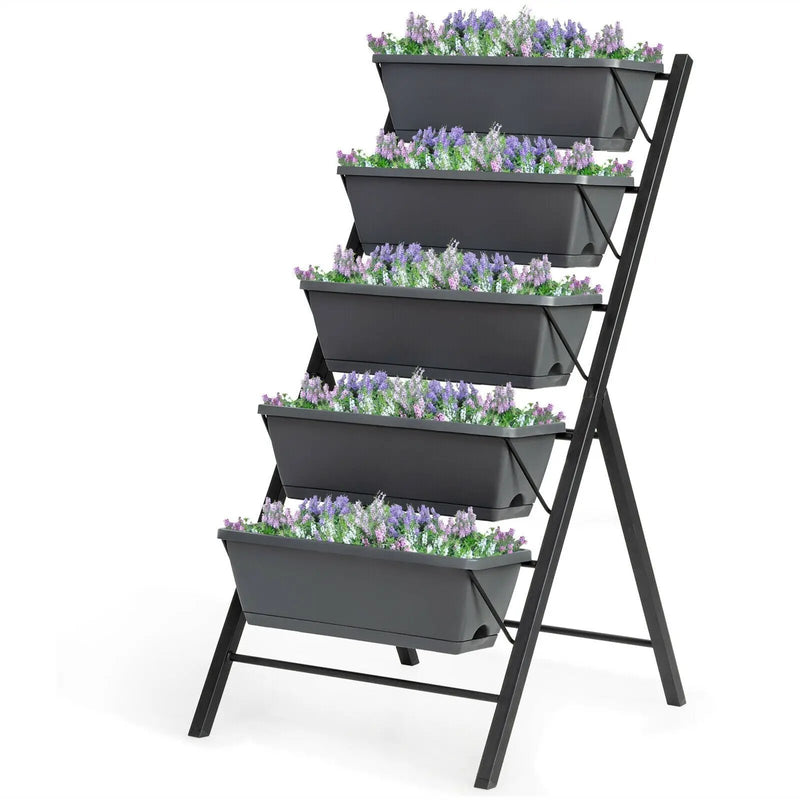 5-Tier Raised Garden Bed with Water Drainage for Flowers Vegetables by DirectDeals
