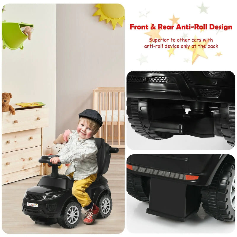 3 In 1 Ride on Push Car Toddler Stroller Sliding Car with Music-Blue by DirectDeals
