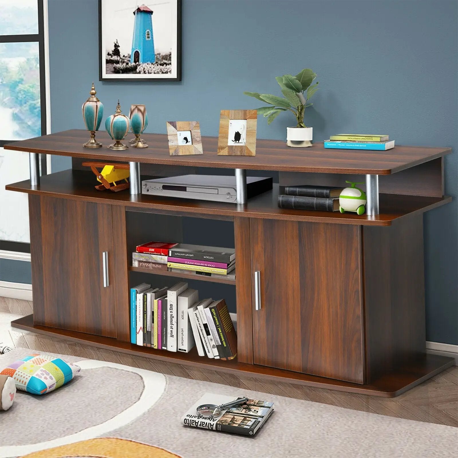 63 Inch TV Entertainment Console Center with 2 Cabinets by DirectDeals