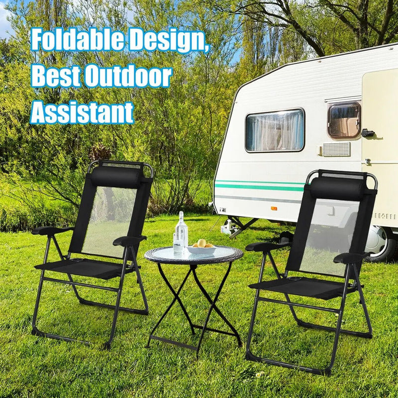 4 Pieces Patio Garden Adjustable Reclining Folding Chairs with Headrest by DirectDeals