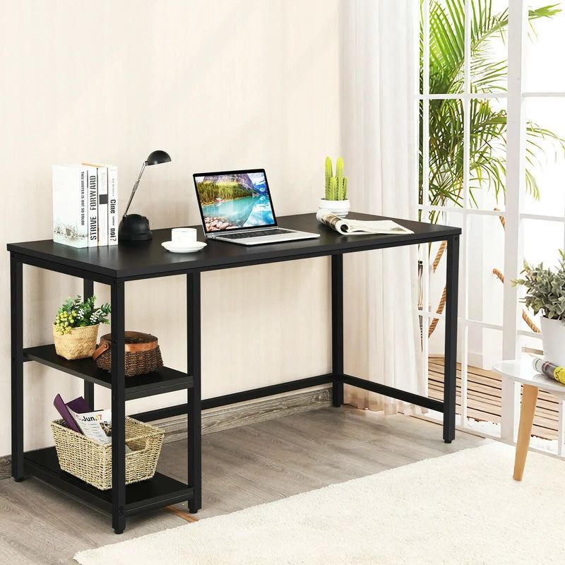 47 Inch Computer Desk Office Study Table Workstation Home with Adjustable Shelf Black by DirectDeals