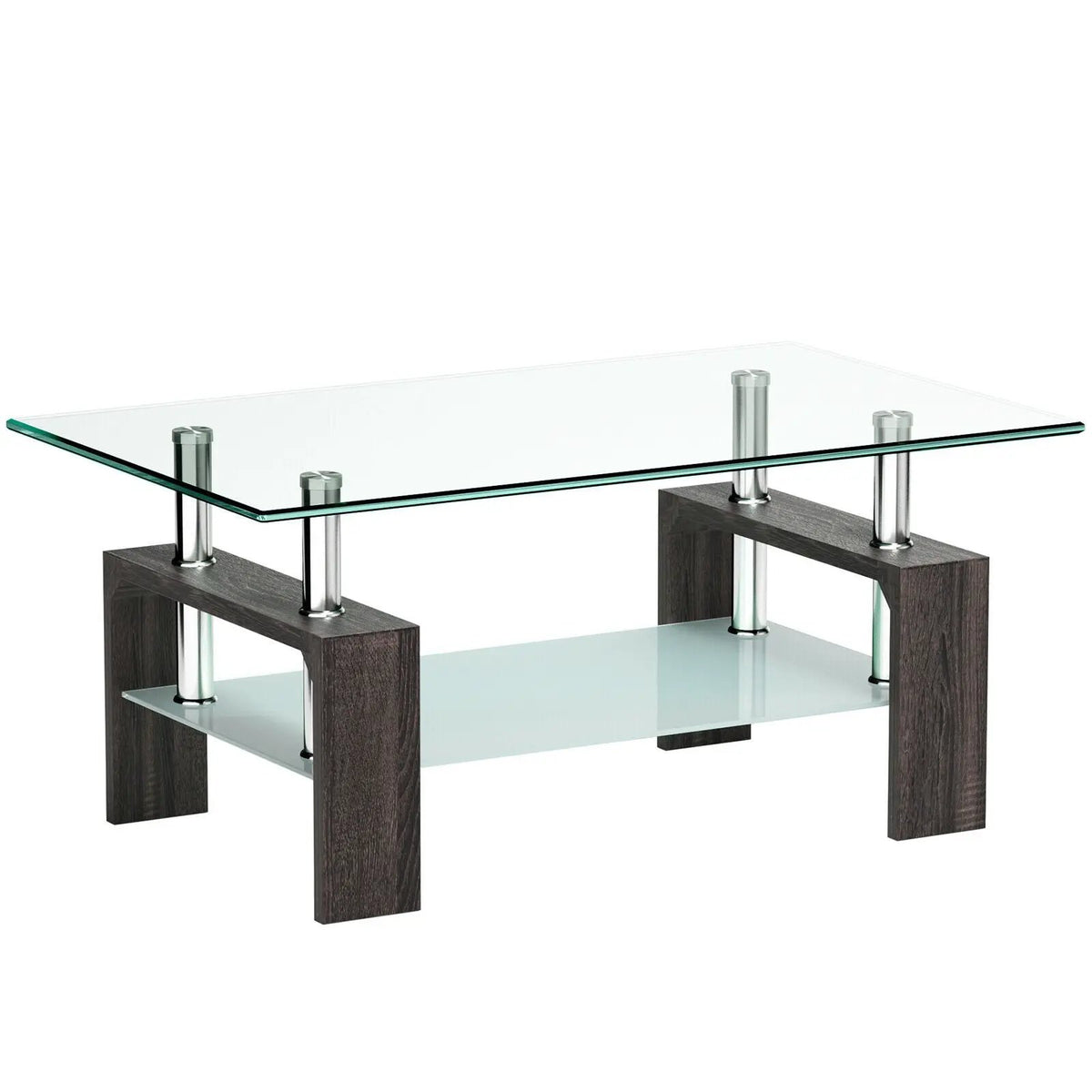 Rectangular Tempered Glass Coffee Table with Shelf, photo 10 of 32