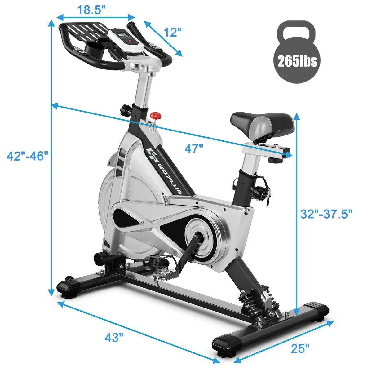 Stationary Silent Belt Adjustable Exercise Bike with Phone Holder and Electronic Display, photo 7 of 16