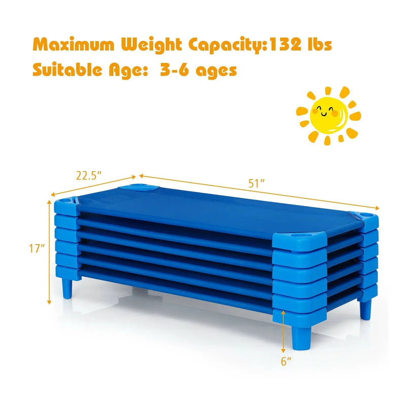 Kids Stackable Daycare Cot Pack of 6 with Detachable Oxford Cloth by DirectDeals