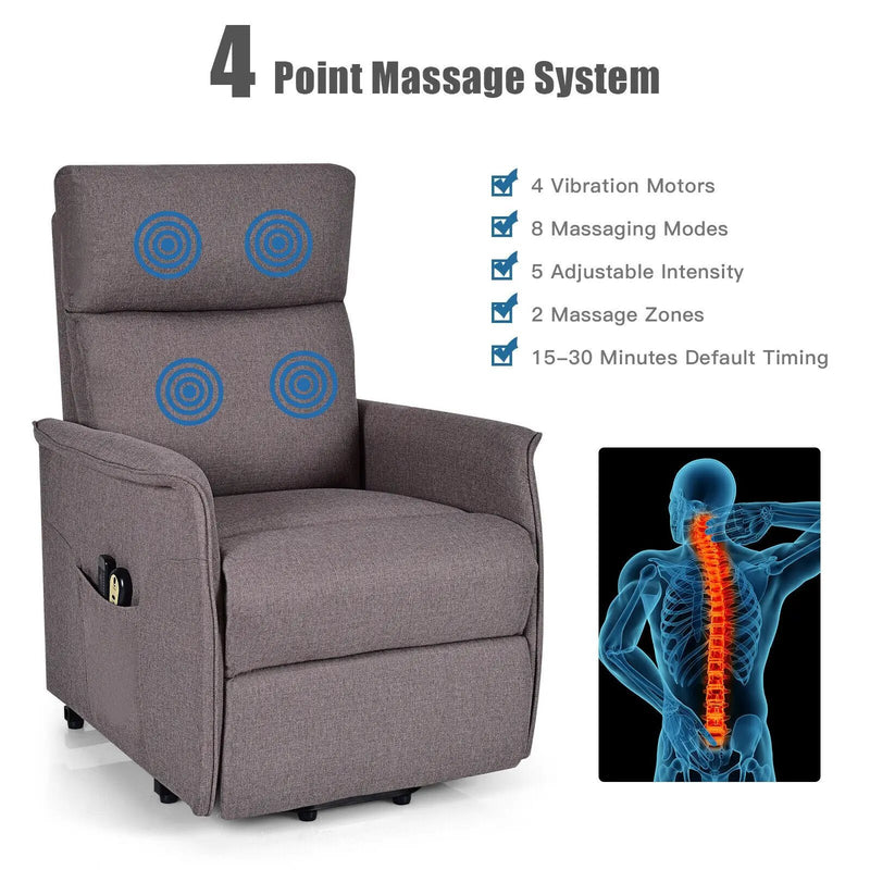 Power Lift Massage Recliner Chair for Elderly with Heavy Padded Cushion by DirectDeals