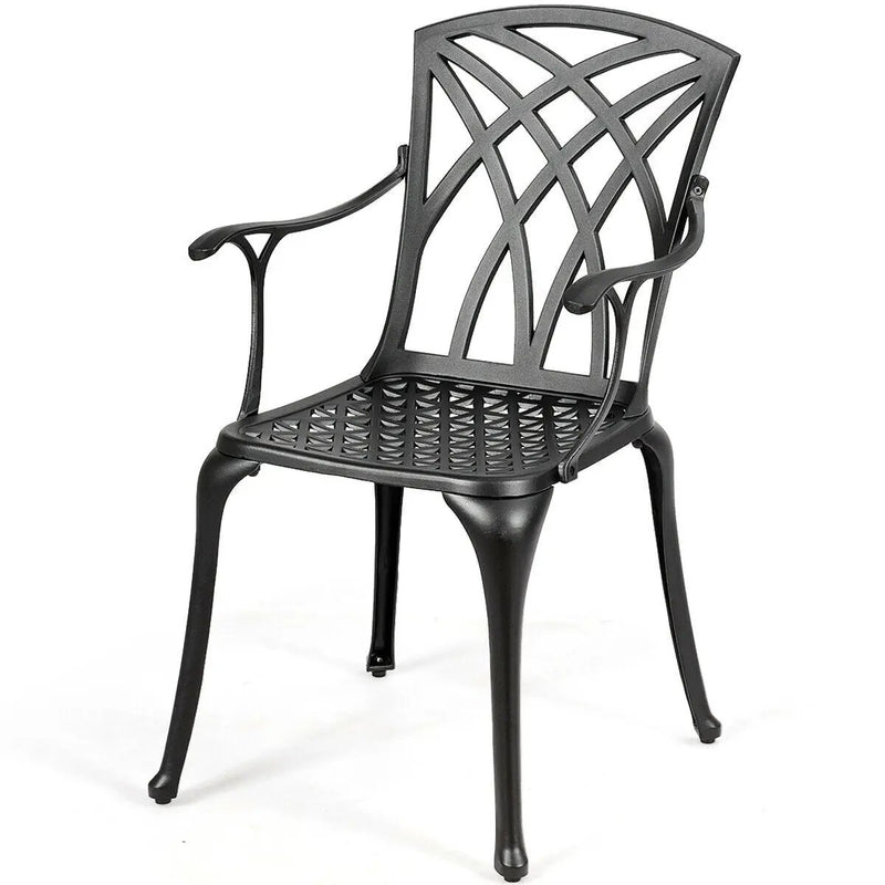 2 Pieces Durable Aluminum Dining Chairs Set with Armrests by DirectDeals