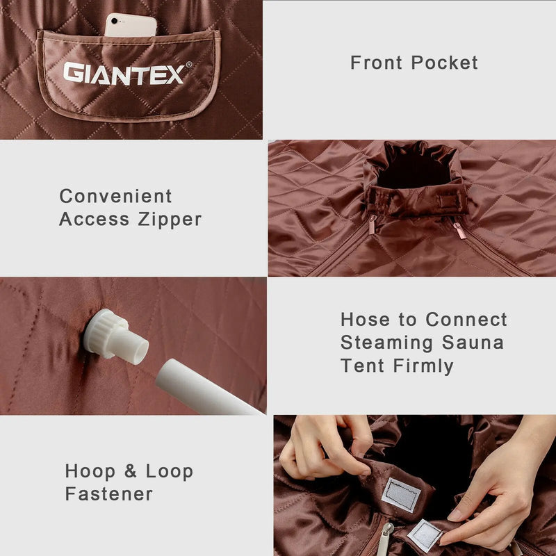 Portable Personal Steam Sauna Spa with Steamer Chair-Coffee by DirectDeals