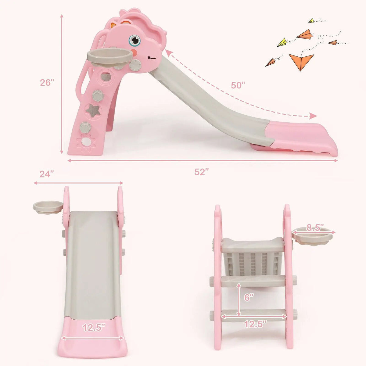 3-in-1 Kids Slide Baby Play Climber Slide Set with Basketball Hoop, photo 13 of 24