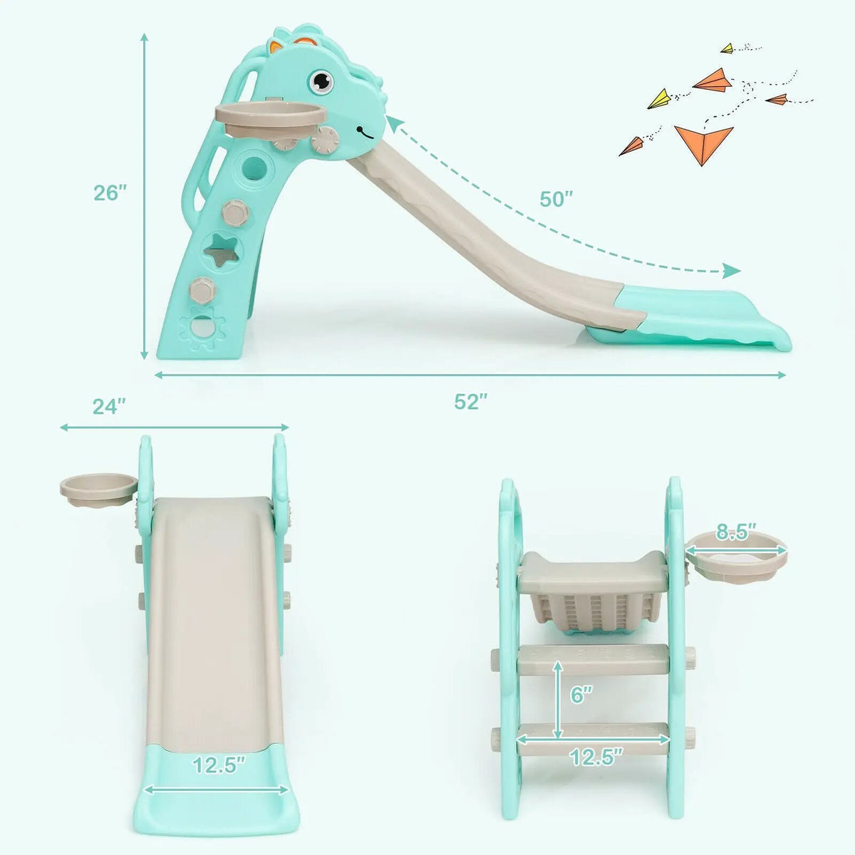 3-in-1 Kids Slide Baby Play Climber Slide Set with Basketball Hoop, photo 14 of 24