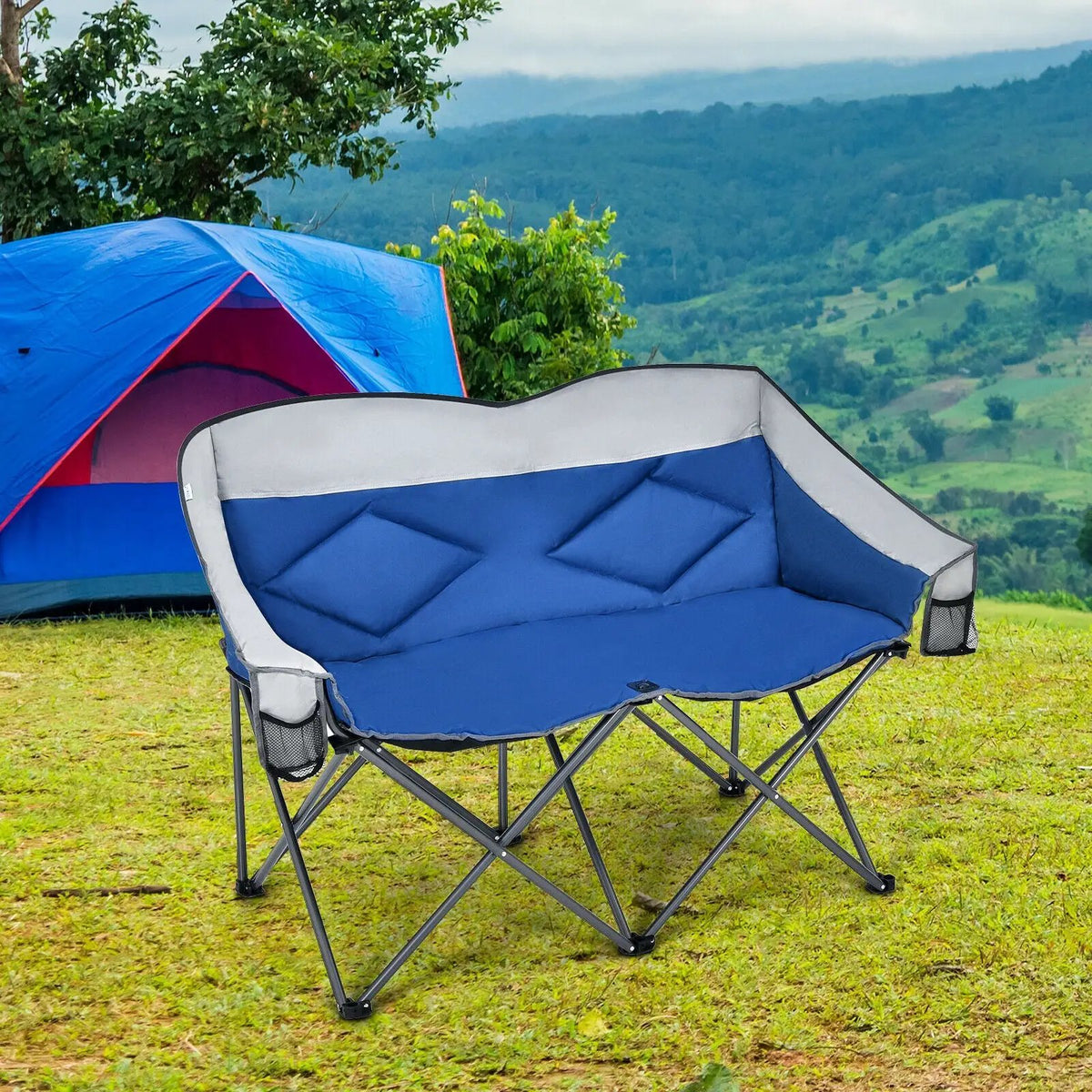 Folding Camping Chair with Bags and Padded Backrest, photo 2 of 7
