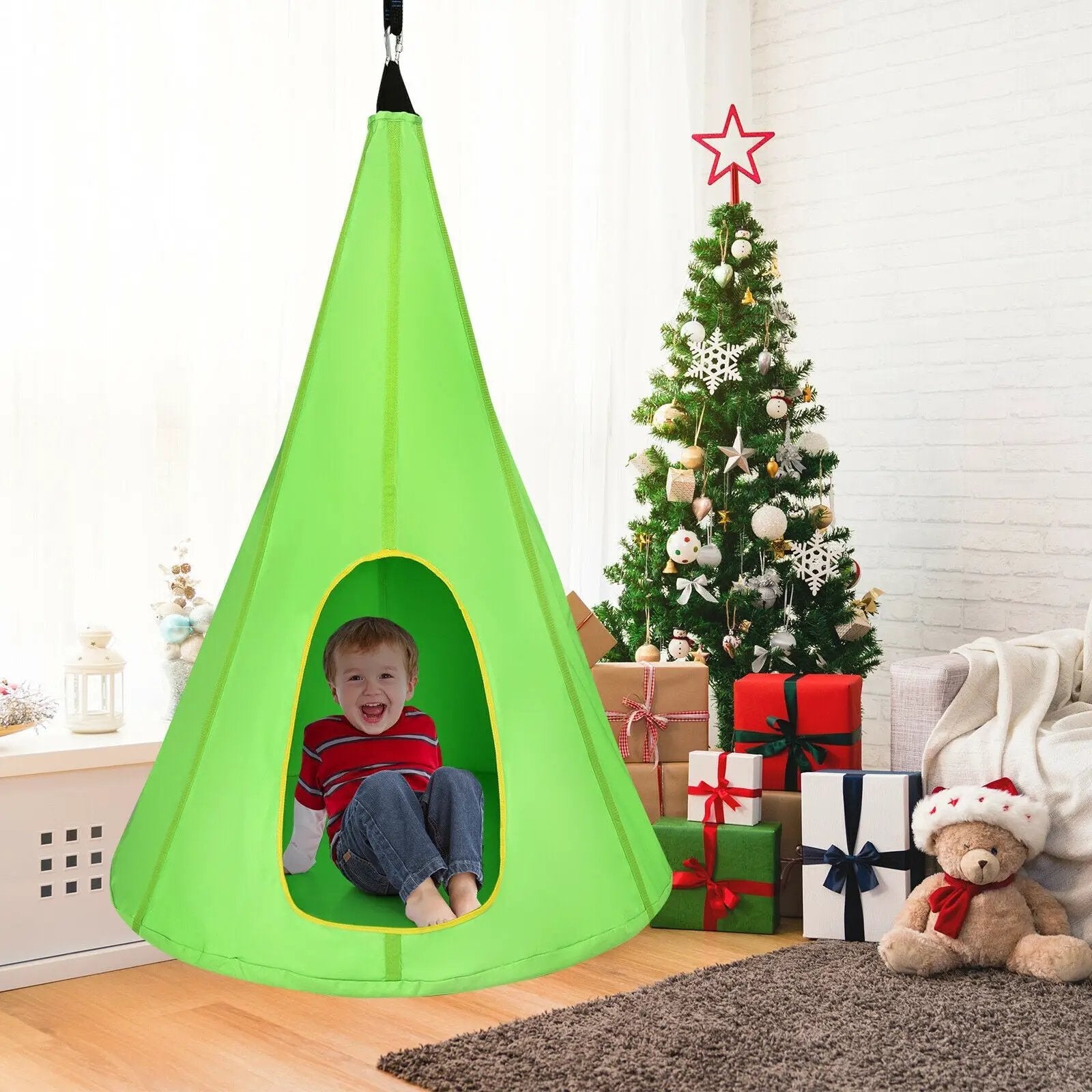 32 Inch Kids Nest Swing Chair Hanging Hammock Seat for Indoor Outdoor by DirectDeals