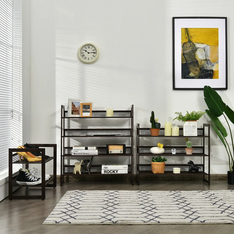 2/3/4 Tiers Flat and Slant Metal Shoe Rack for Entryway Hallway-4-Tier by DirectDeals