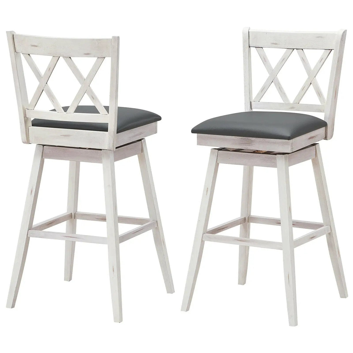 2 Pieces 29 Inches Swivel Counter Height Barstool Set with Rubber Wood Legs, photo 7 of 9