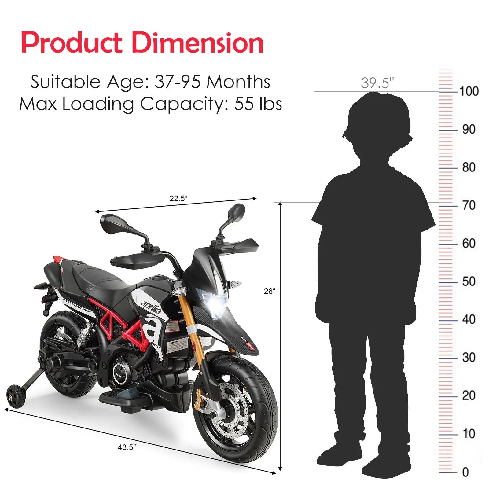 12V Kids Ride-On Motorcycle Aprilia Licensed with Sounds and Music by DirectDeals