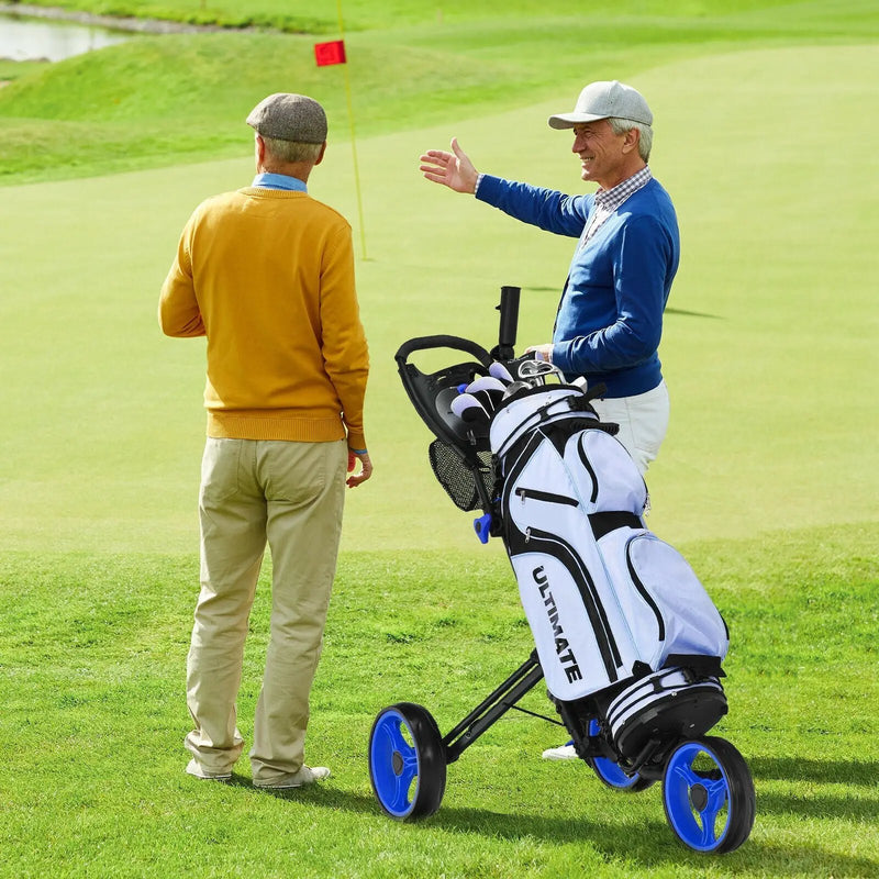Folding 3 Wheels Golf Push Cart with Brake Scoreboard Adjustable Handle by DirectDeals