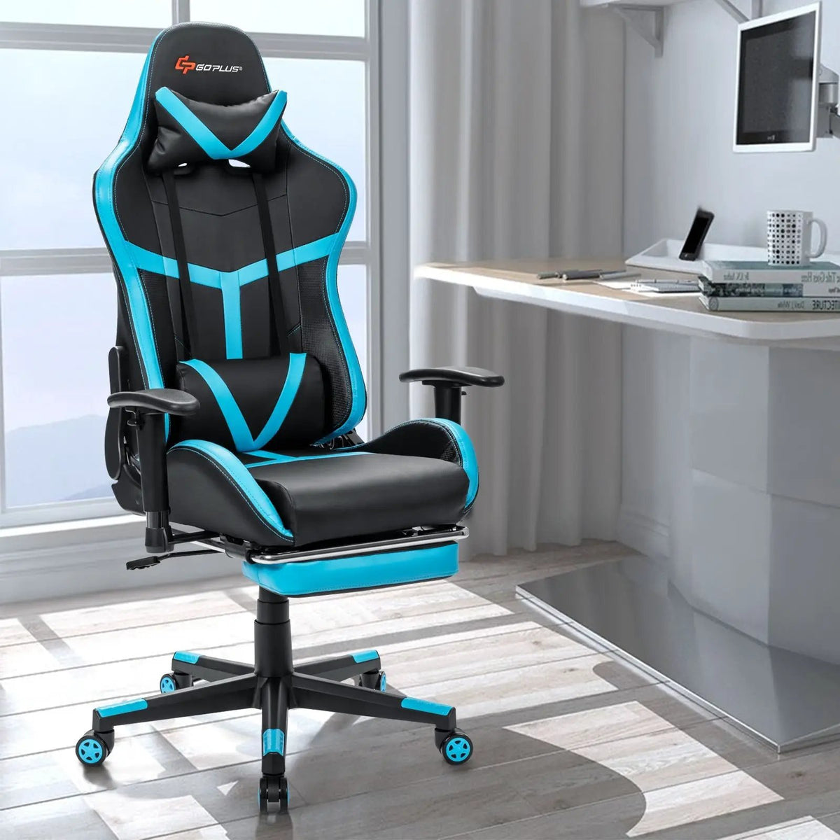 Reclining Racing Chair with Lumbar Support Footrest, photo 2 of 16