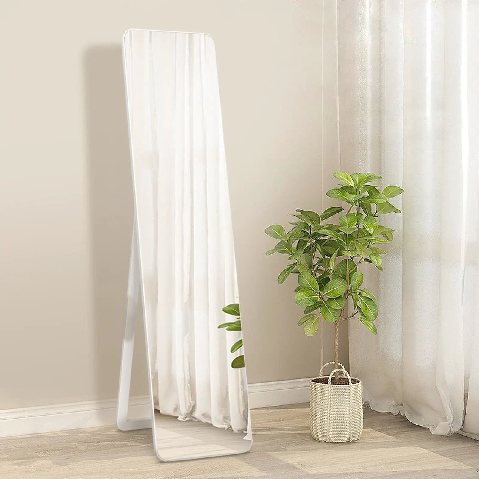 Full Length Frameless Wall Mountable Floor Mirror-White by DirectDeals