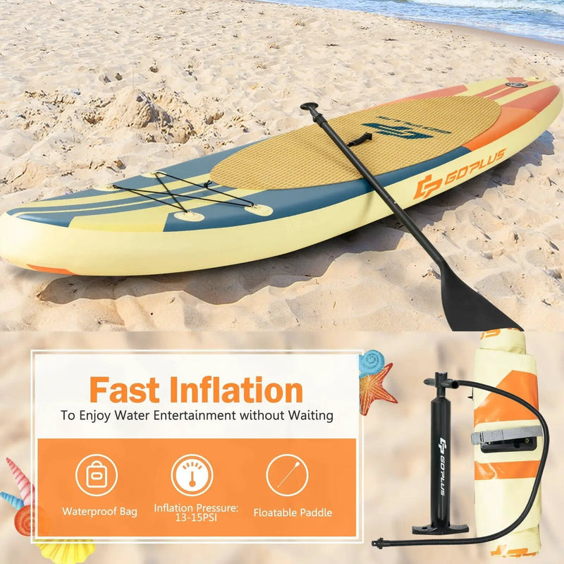 Inflatable Stand Up Paddle Board Surfboard with Bag Aluminum Paddle and Hand Pump by DirectDeals