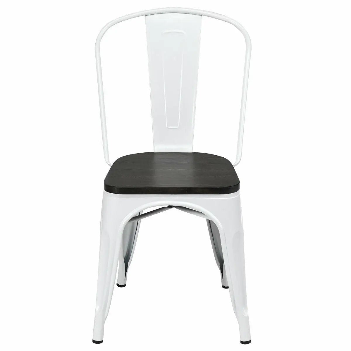 4 Pieces Tolix Style Metal Dining Side Chair Stackable Wood Seat by DirectDeals