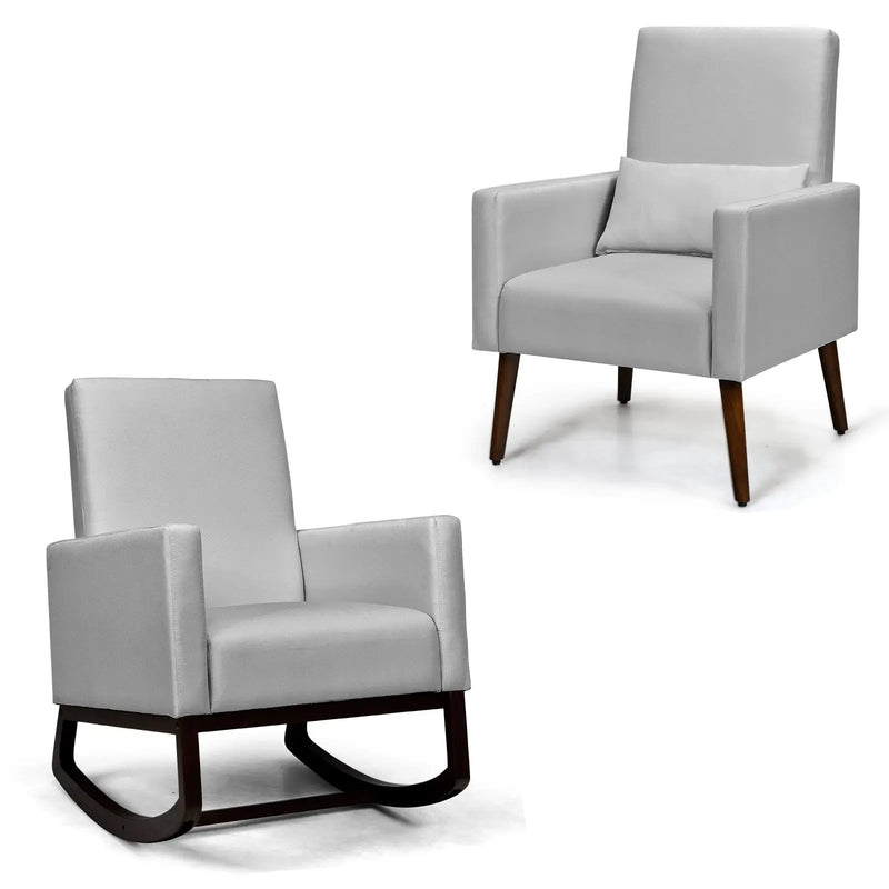 2-in-1 Fabric Upholstered Rocking Chair with Pillow by DirectDeals