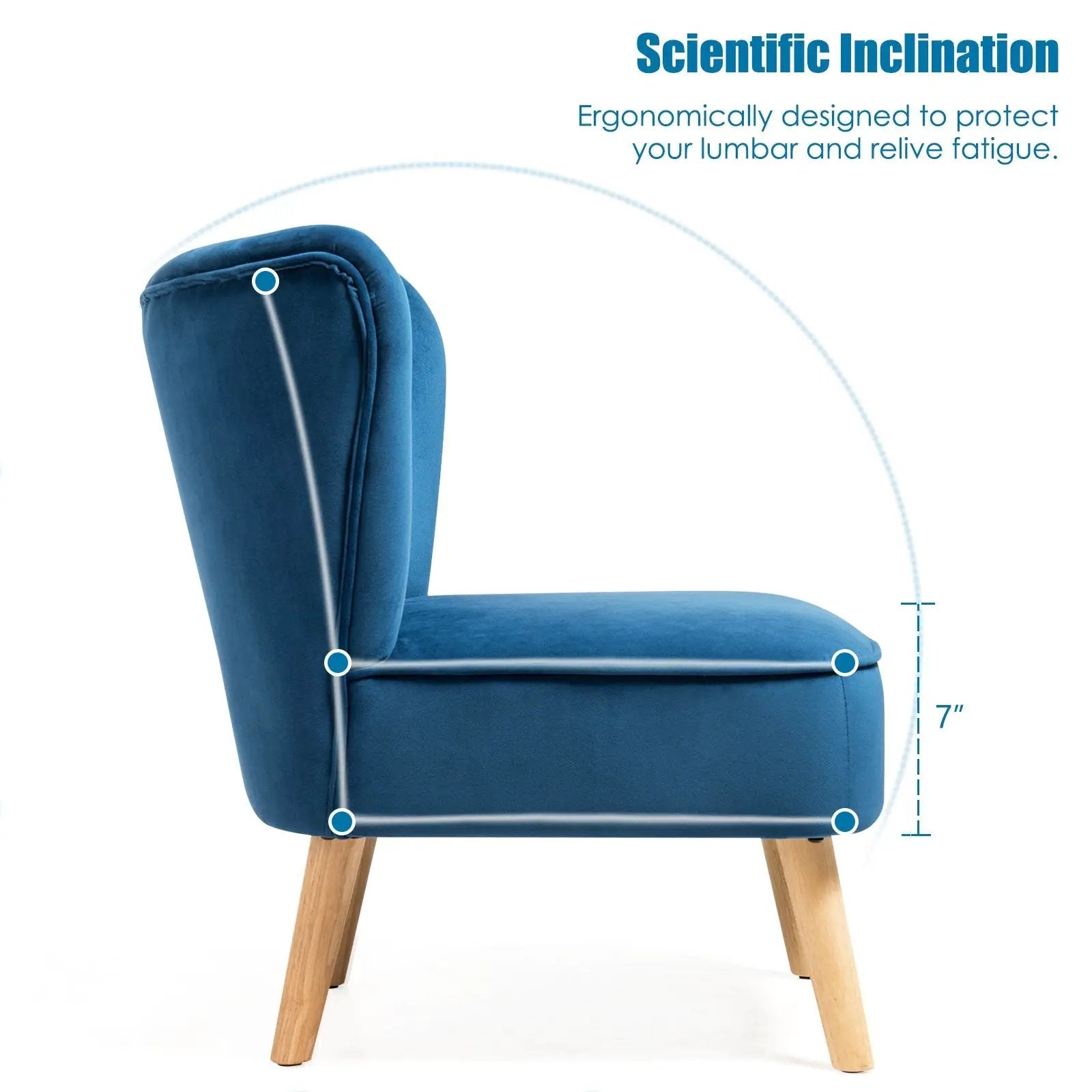 Modern Armless Velvet Accent Chair with Wood Legs by DirectDeals