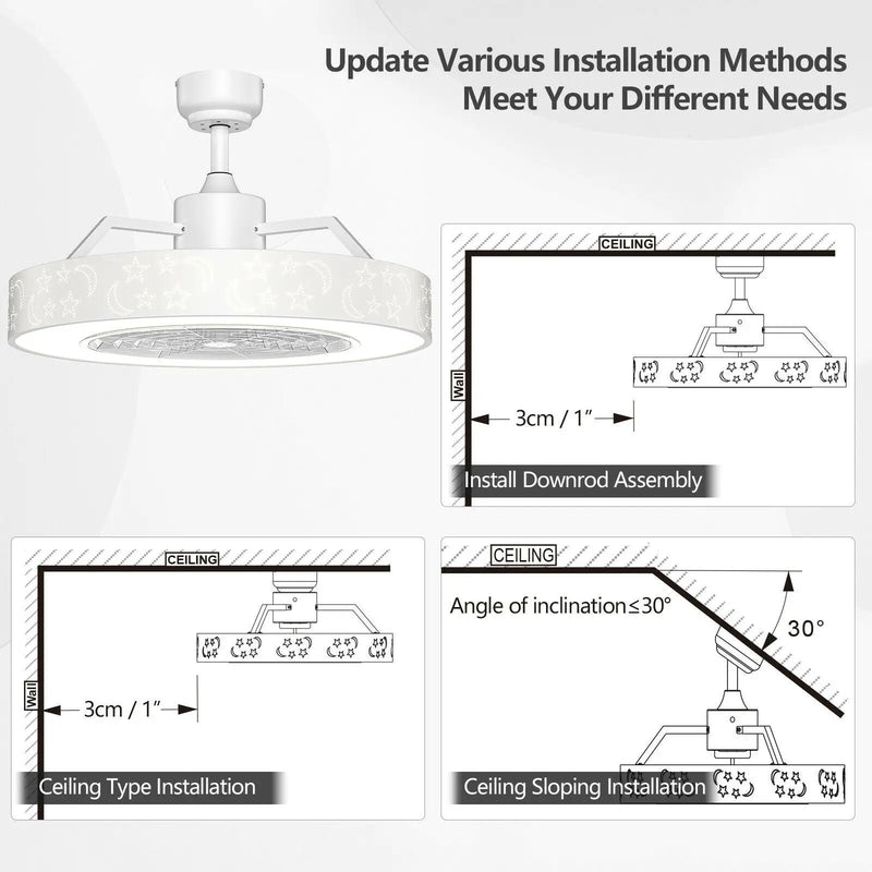 23 Inch Ceiling Fan with LED Light and Remote Control by DirectDeals